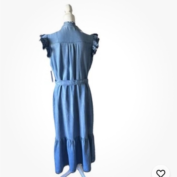 Nanette  Lepore Blue Denim Embroidered Sleeveless Dress. NWT Size 10 - Picture 4 of 9